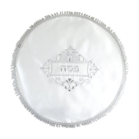 Passover Matzah Cover Silver Embroidered... | Matzah & Afikoman Covers