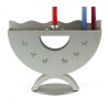 Shraga Landesman Aluminum Curved Hanukkah Menora... | Hanukkah Menorah