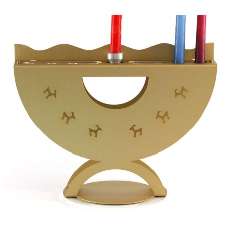 Shraga Landesman Aluminum Curved Hanukkah Menora... | Hanukkah Menorah