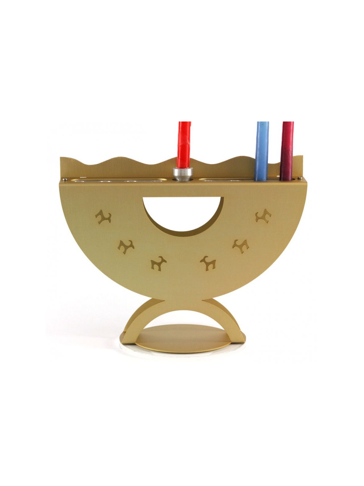 Shraga Landesman Aluminum Curved Hanukkah Menora... | Hanukkah Menorah