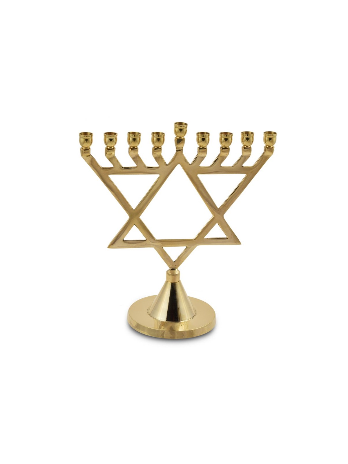 Gold Colored Chanukah Menorah with Large Star of... | Hanukkah Menorah