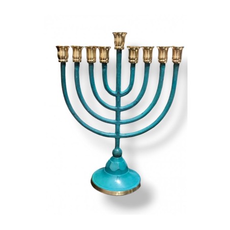 Patina Chanukah Menorah with Classic Design for ... | Hanukkah Menorah
