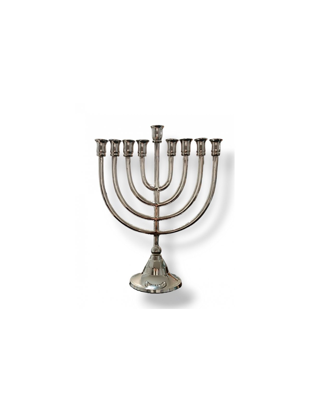 Nickel Plated Chanukah Menorah with Classic Desi... | Hanukkah Menorah