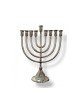 Nickel Plated Chanukah Menorah with Classic Desi... | Hanukkah Menorah