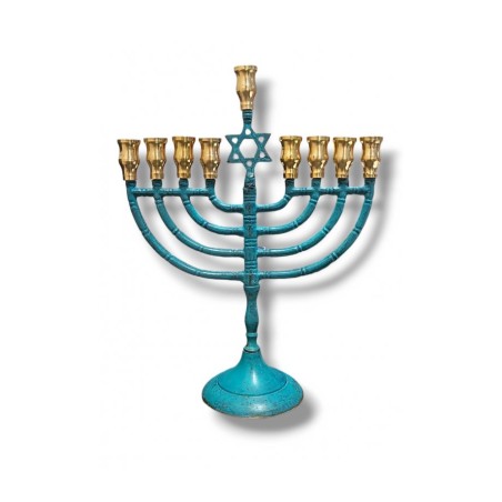 Classic Patina Chanukah Menorah with Star of Dav... | Hanukkah Menorah