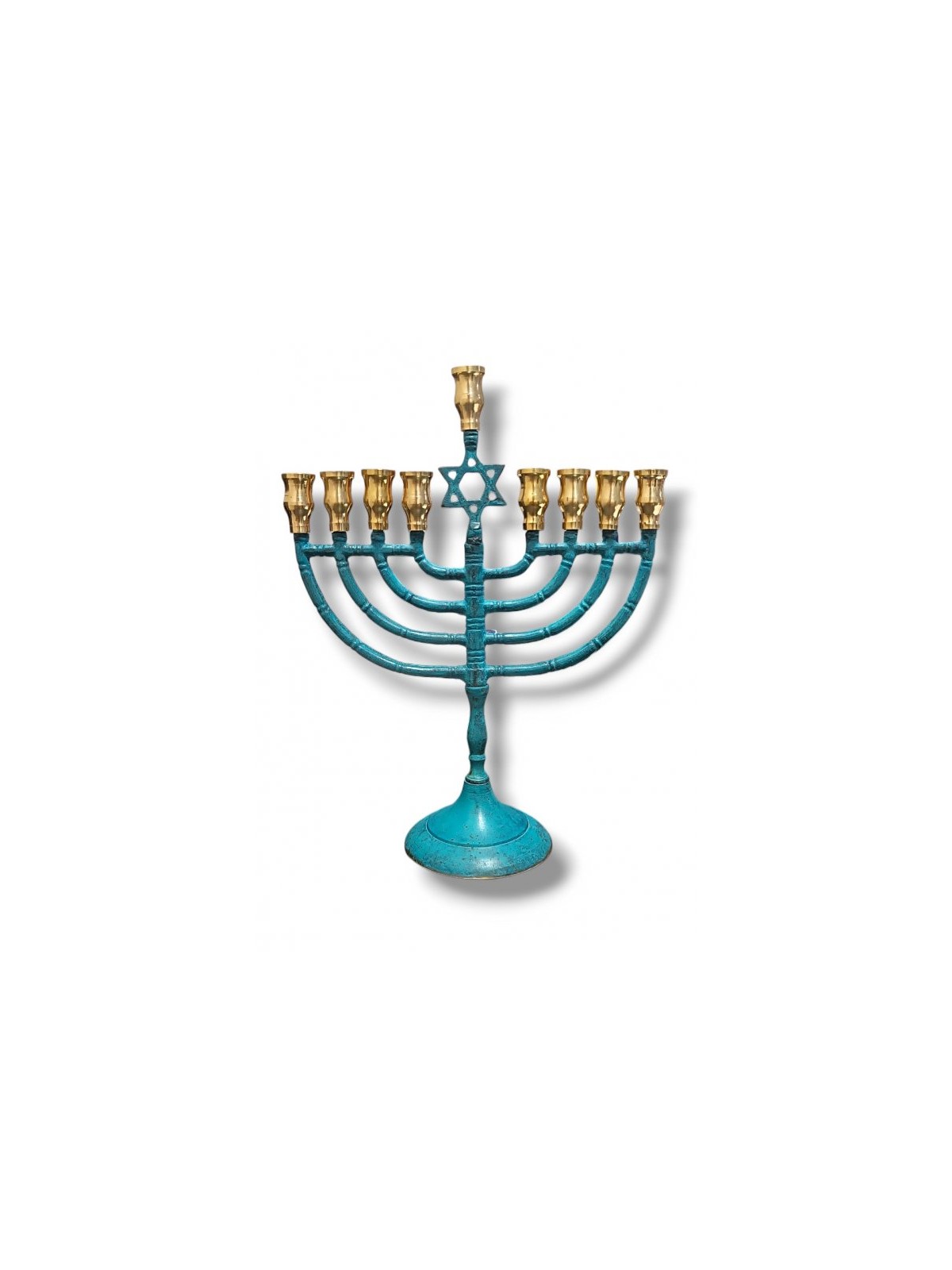 Classic Patina Chanukah Menorah with Star of Dav... | Hanukkah Menorah