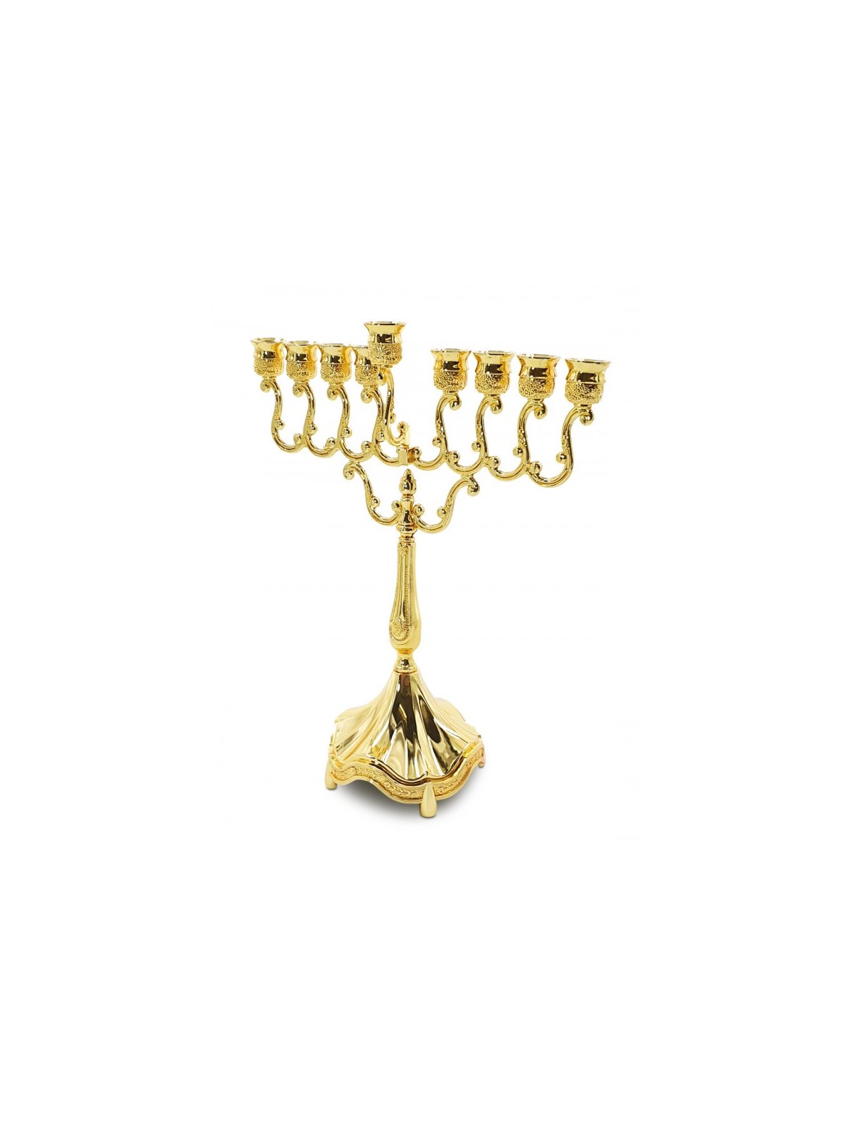 Decorative Gold Chanukah Menorah Swirls and Engr... | Hanukkah Menorah