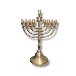 Antique Gold Metal Chanukah Menorah Decorative S... | Hanukkah Menorah