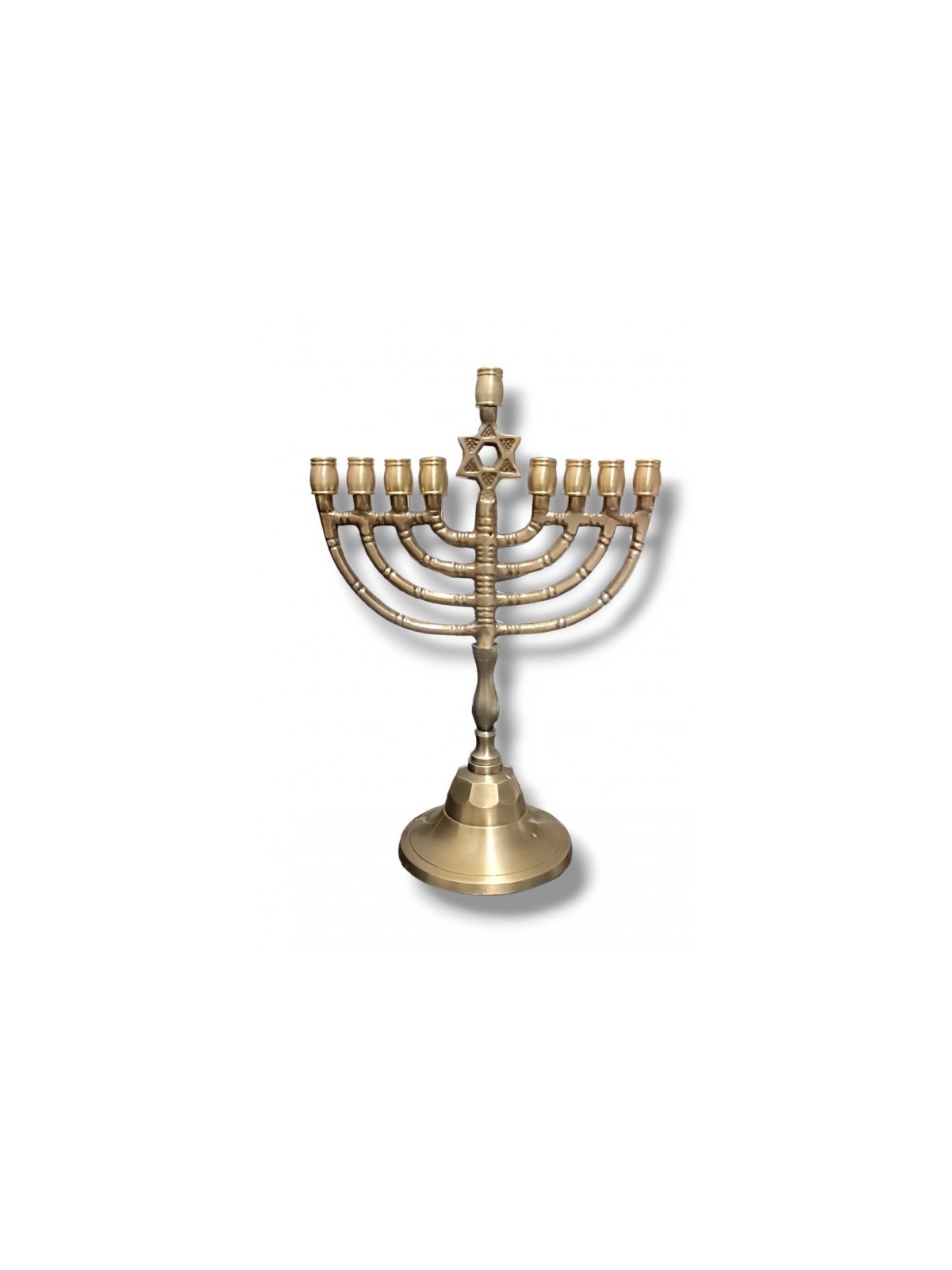 Antique Gold Metal Chanukah Menorah Decorative S... | Hanukkah Menorah