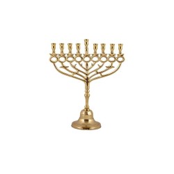 Yair Emanuel Brass Gold Chanukah Menorah with Po... | Hanukkah Menorah