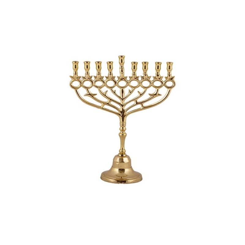 Yair Emanuel Brass Gold Chanukah Menorah with Po... | Hanukkah Menorah