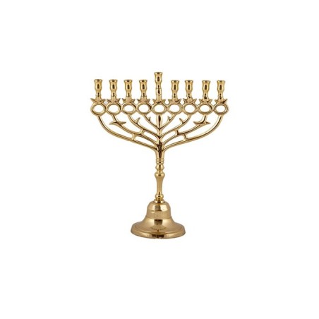 Yair Emanuel Brass Gold Chanukah Menorah with Po... | Hanukkah Menorah