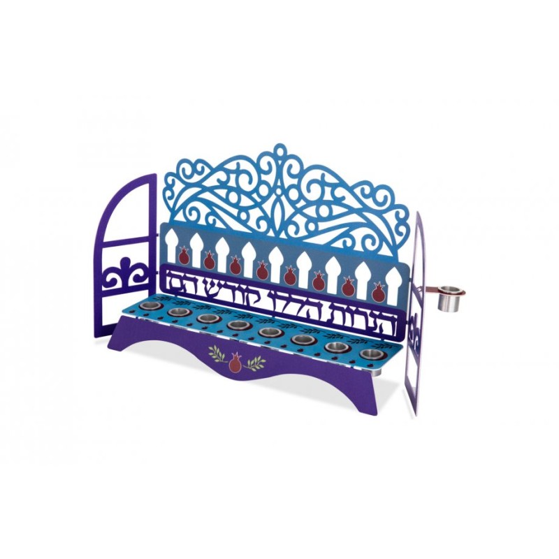 Dorit Judaica Window Menorah Decorative Swirls a... | Hanukkah Menorah