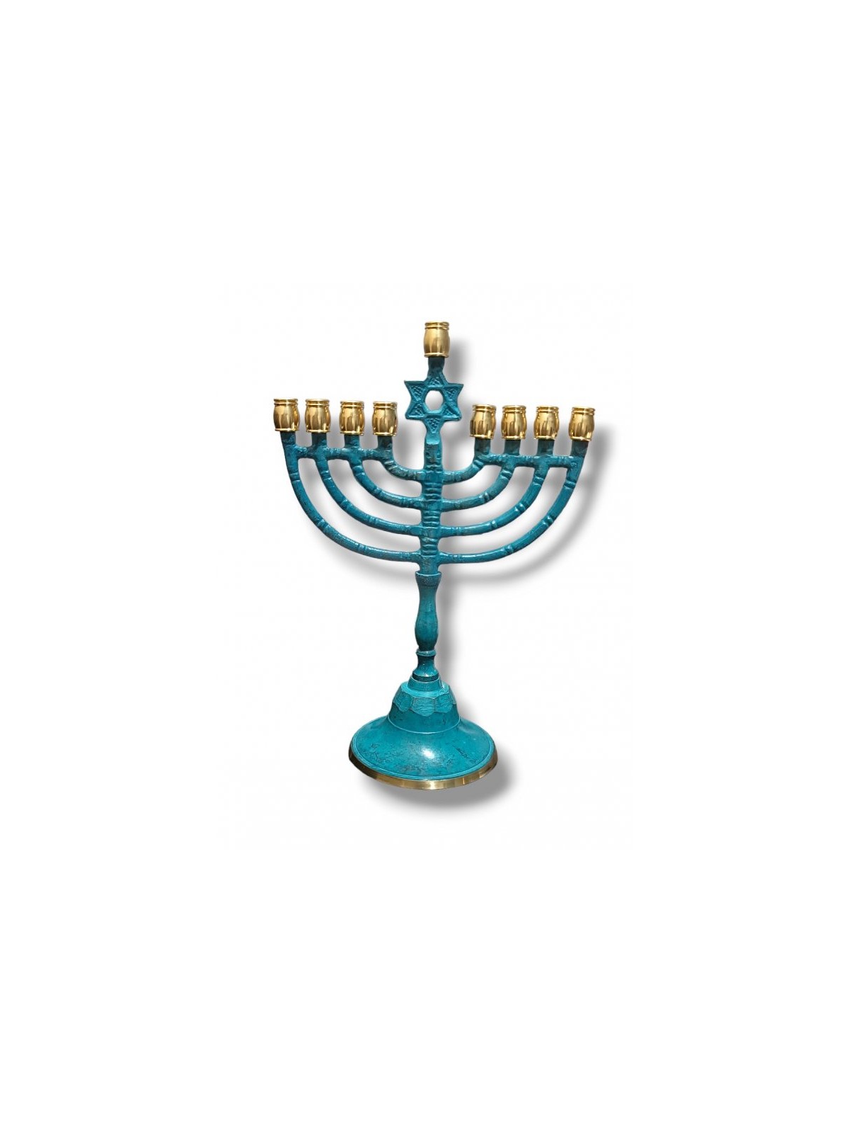 Classic Patina Chanukah Menorah with Decorative ... | Hanukkah Menorah