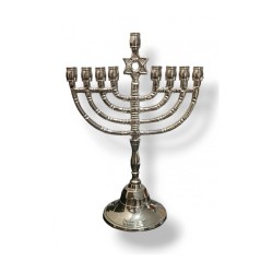 Nickel Chanukah Menorah with Decorative Star of ... | Hanukkah Menorah