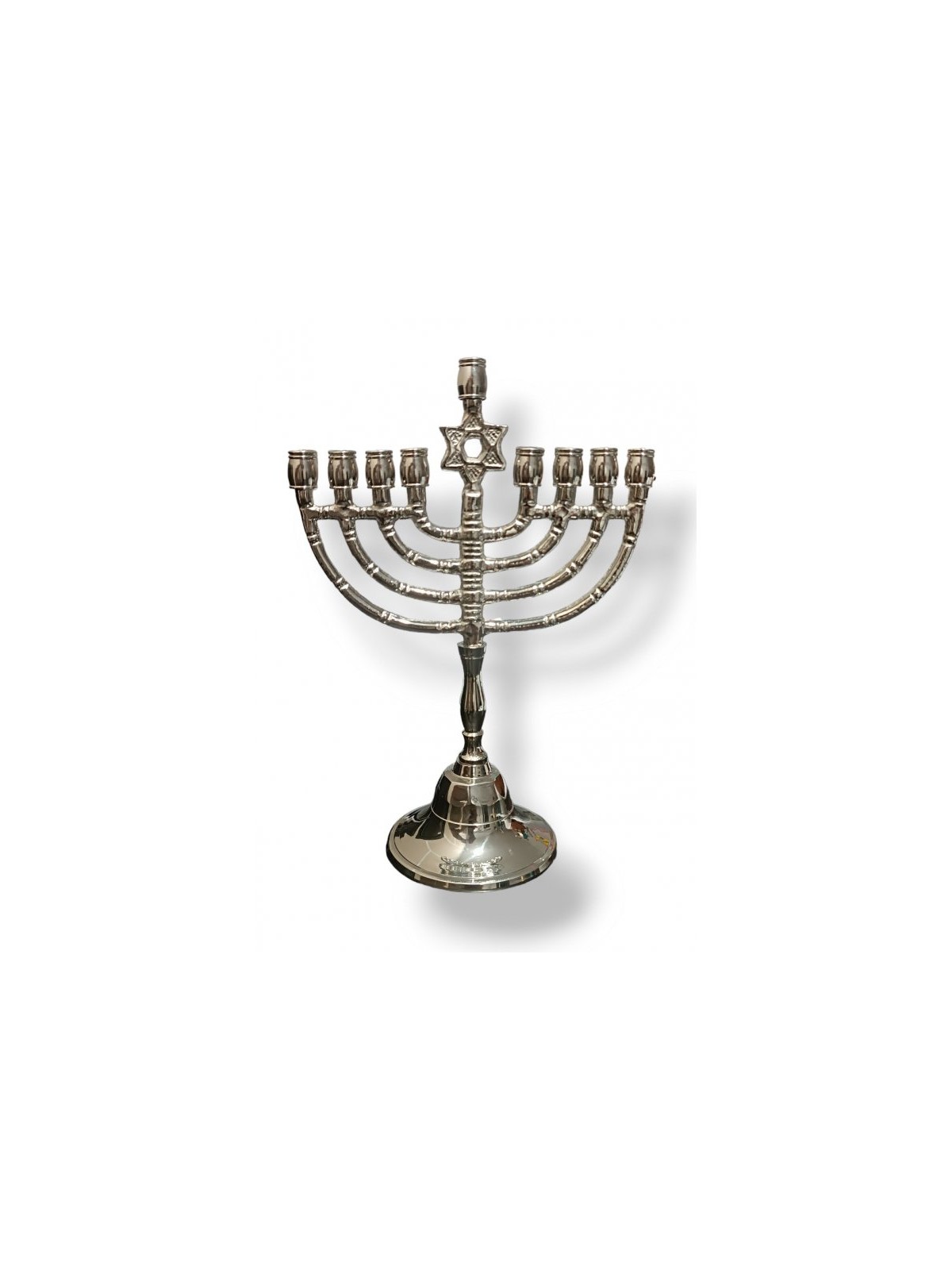 Nickel Chanukah Menorah with Decorative Star of ... | Hanukkah Menorah
