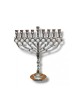 Nickel Chanukah Menorah with Pomegranate and Lea... | Hanukkah Menorah