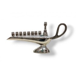 Aladdin Lamp Nickel Chanukah Menorah For Candles... | Hanukkah Menorah