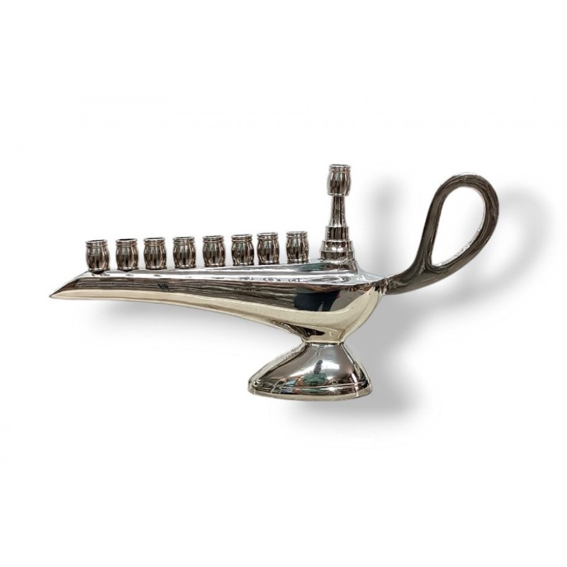 Aladdin Lamp Nickel Chanukah Menorah For Candles... | Hanukkah Menorah