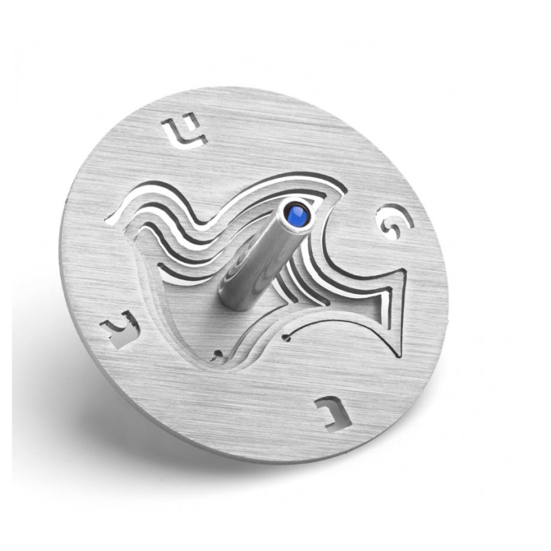 Adi Sidler Aluminium brossé Chanukah Dreidel Colombe de Pois... | Dreidels