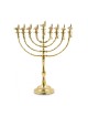 Hanukkah Menorah Golden Brass with Decorative Al... | Hanukkah Menorah