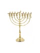 Hanukkah Menorah Golden Brass with Decorative Al... | Hanukkah Menorah