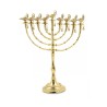 Hanukkah Menorah Golden Brass with Decorative Al... | Hanukkah Menorah