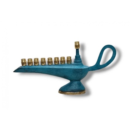 Aladdin Lamp Patina Chanukah Menorah For Candles... | Hanukkah Menorah