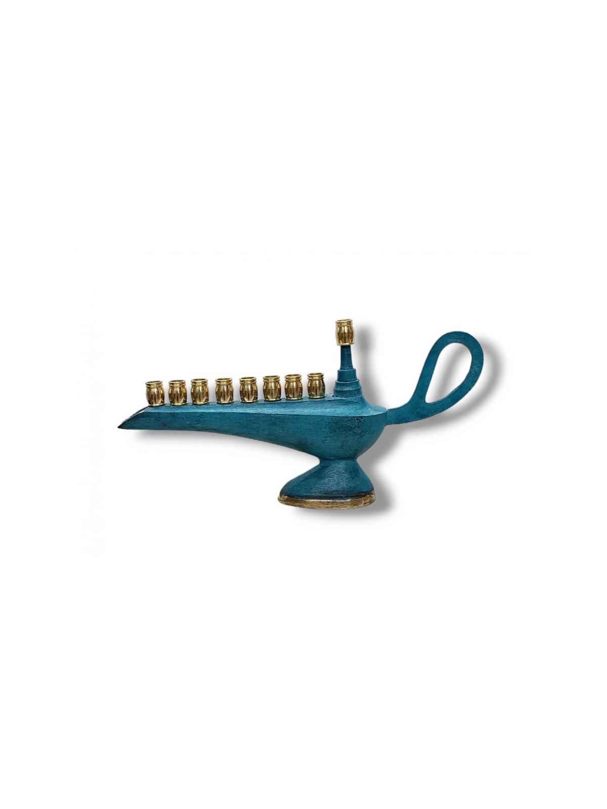 Aladdin Lamp Patina Chanukah Menorah For Candles... | Hanukkah Menorah