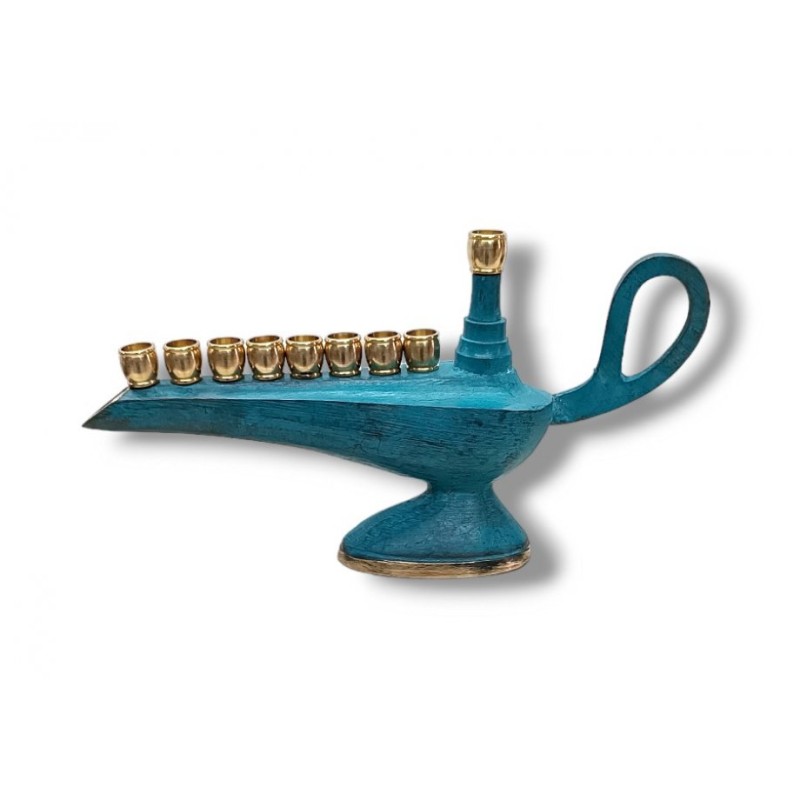 Small Aladdin Lamp Patina Chanukah Menorah For C... | Hanukkah Menorah