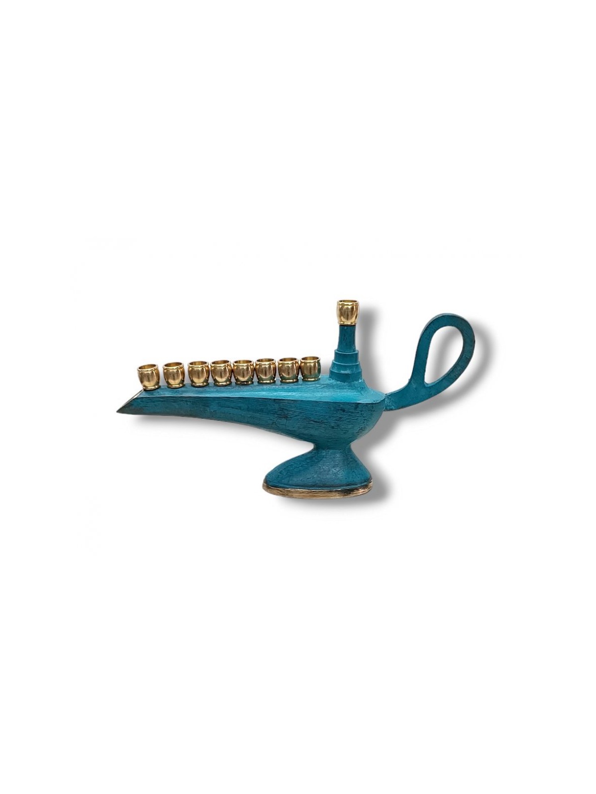 Small Aladdin Lamp Patina Chanukah Menorah For C... | Hanukkah Menorah