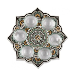 Dorit Judaica Raised Seder Plate with Bowls Mustard ... | Seder Plates