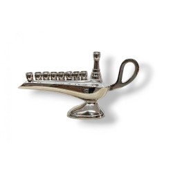 Small Aladdin Lamp Nickel Chanukah Menorah For C... | Hanukkah Menorah