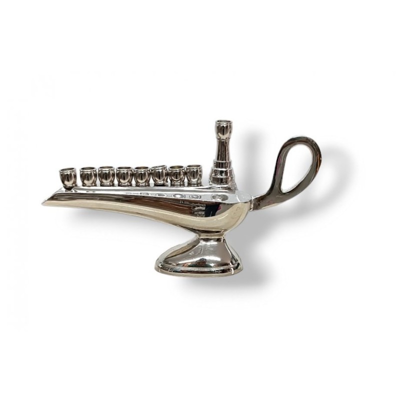 Small Aladdin Lamp Nickel Chanukah Menorah For C... | Hanukkah Menorah