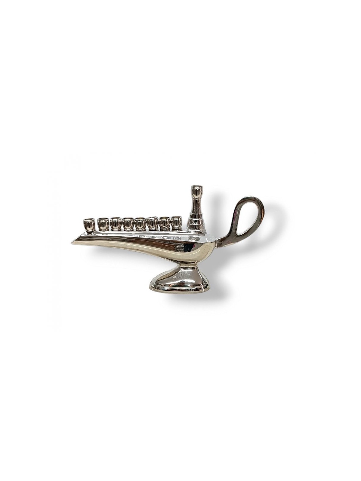 Small Aladdin Lamp Nickel Chanukah Menorah For C... | Hanukkah Menorah