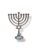 Nickel Plated Chanukah Menorah with Star of Davi... | Hanukkah Menorah