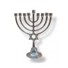 Nickel Plated Chanukah Menorah with Star of Davi... | Hanukkah Menorah