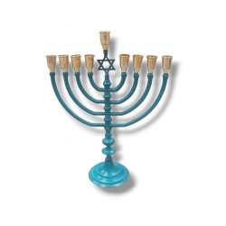 Patina Chanukah Menorah with Star of David Oil o... | Hanukkah Menorah