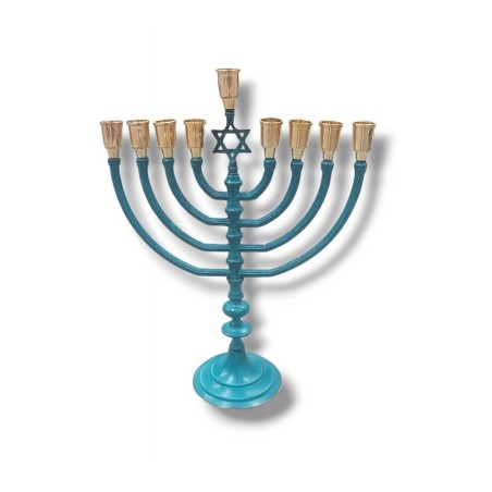 Patina Chanukah Menorah with Star of David Oil o... | Hanukkah Menorah