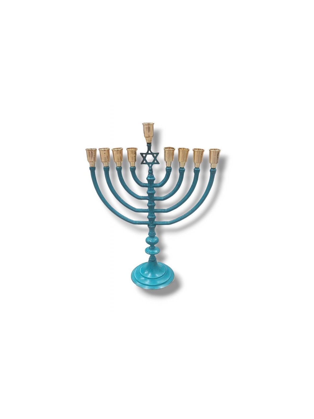 Patina Chanukah Menorah with Star of David Oil o... | Hanukkah Menorah