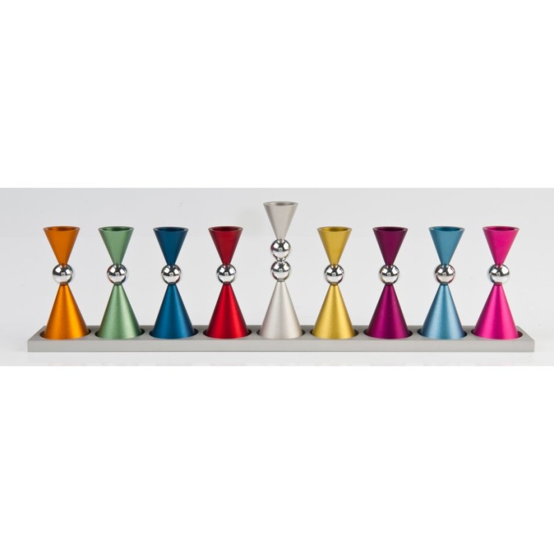 Agayof Anodized Aluminium Hourglass Hanukkah Men... | Hanukkah Menorah