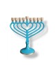 Chanukah Menorah Patina Metal with a Heart Shape... | Hanukkah Menorah