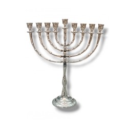 Tall Nickel Plated Classic Chanukah Menorah 16 I... | Hanukkah Menorah
