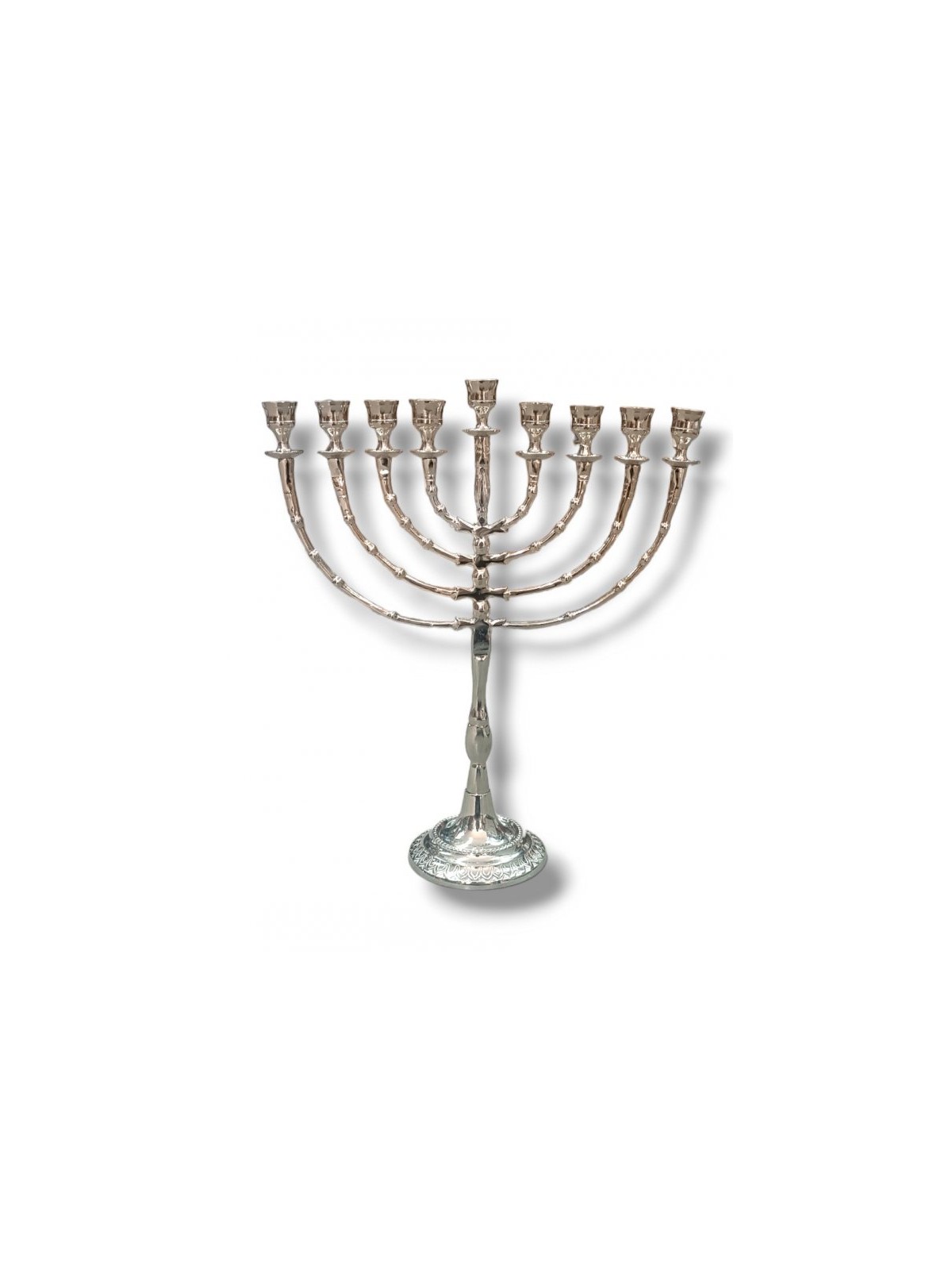 Tall Nickel Plated Classic Chanukah Menorah 16 I... | Hanukkah Menorah
