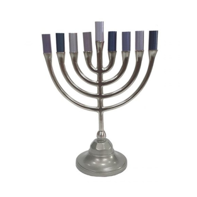 Yair Emanuel Pewter Chanukah Menorah Traditional... | Hanukkah Menorah