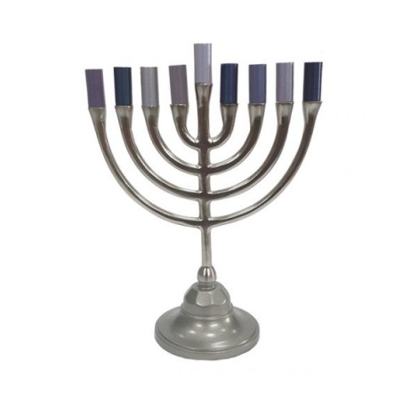 Yair Emanuel Pewter Chanukah Menorah Traditional... | Hanukkah Menorah