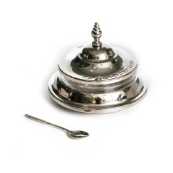 Glass and Silver Metal Honey Dish for Ros... | Jewish Gift from Israel