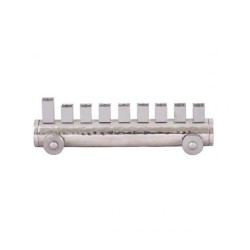 Yair Emanuel Train Chanukah Menorah Hammered Alu... | Hanukkah Menorah