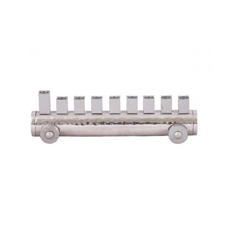 Yair Emanuel Train Chanukah Menorah Hammered Alu... | Hanukkah Menorah