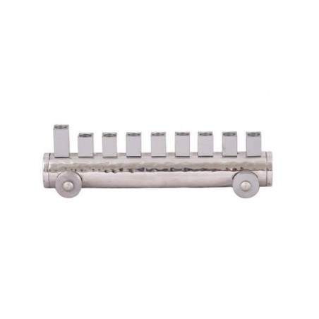 Yair Emanuel Train Chanukah Menorah Hammered Alu... | Hanukkah Menorah